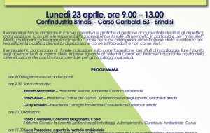 La gestione dei rifiuti aziendali e degli imballaggi: se ne parla lunedì a Confindustria Brindisi