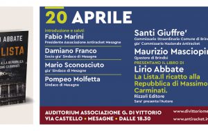 Proseguono a Mesagne “I Venerdì dell’Antiracket”: il 20 Aprile incontro con Lirio Abbate