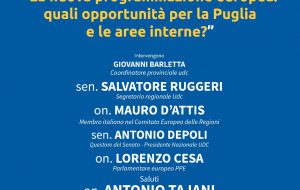 UDC: domenica 22 convegno su “La nuova programmazione Europea: quali opportunità per la Puglia e le aree interne?”