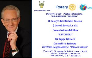 Venerdì 11 Beppe Ghisolfi a Brindisi per presentare il suo libro “Banchieri”