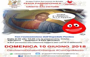 Domenica 10 giugno donazione del sangue con la Frates presso la Parrocchia Cristo Salvatore