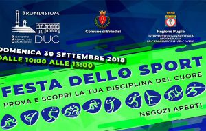 Domenica 30 settembre Festa dello Sport a Brindisi