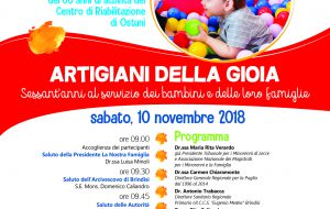Il 10 novembre Convegno celebrativo dei 60 anni di attività del Centro di Riabilitazione “La Nostra Famiglia” di Ostuni