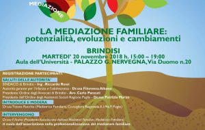 La Mediazione Familiare: potenzialità, evoluzioni e cambiamenti: se ne parla il 20 Novembre a Brindisi
