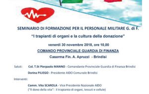 Guardia di Finanza e AIDO Brindisi insieme per sensibilizzare sulla donazione degli organi
