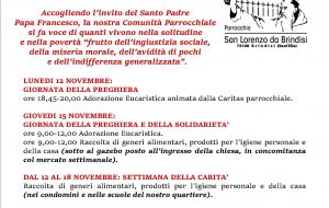 Giornata mondiale dei poveri: le iniziative della Parrocchia San Lorenzo da Brindisi