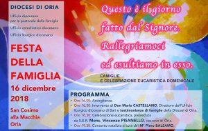 Diocesi di Oria: “Famiglie e celebrazione eucaristica domenicale” al centro della Festa della Famiglia 2018