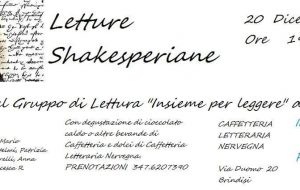 Giovedì 20 letture Shakesperiane alla Caffetteria Letteraria Nervegna