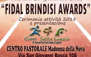 Sabato 26 appuntamento con il “Fidal Brindisi Awards”