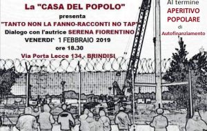 Alla “Casa del Popolo” di Brindisi Serena Fiorentino presenta “Tanto non la fanno – Racconti NO TAP”