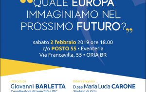 Quale Europa immaginiamo nel prossimo futuro?: se ne parla oggi ad Oria