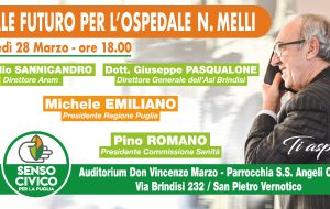Michele Emiliano a San Pietro per l’iniziativa “Quale futuro per l’ospedale N. Melli”