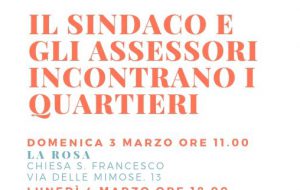 Sindaco e assessori incontrano i quartieri: si comincia il 3 marzo a La Rosa