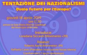 Il sovranismo e la tentazione dei nazionalismi. Quale futuro per l’Europa?: se ne parla giovedì in un convegno organizzato da M+39