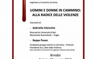 Sabato 18 a Brindisi “Uomini e donne in cammino: alle radici delle violenze