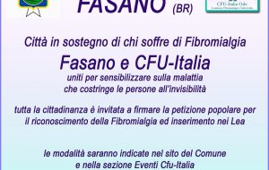 Il Comune di Fasano a sostegno di chi soffre di fibromialgia