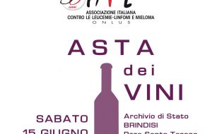 50 anni Ail: sabato 15 asta di beneficenza con grandi vini di Puglia nell’dell’Archivio di Stato di Brindisi