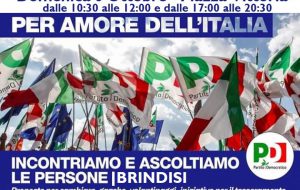 PD Brindisi: Domenica 6 Ottobre in Piazza Vittoria campagna d’ascolto “Per il bene dell’Italia”