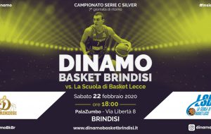 Sabato 22 febbraio la Dinamo Brindisi sfida Lecce alle 18 al PalaZumbo