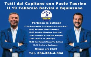 Oggi Salvini a Squinzano. Pullman dalla provincia di Brindisi
