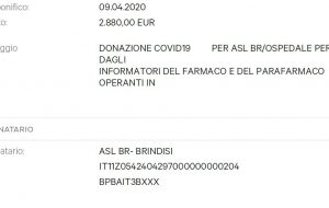 Coronavirus: gli Informatori Medici della Provincia di Brindisi donano 2880,00 € all’Ospedale Perrino