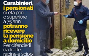 Poste Italiane e Arma dei Carabinieri insieme per consegnare a domicilio la pensione agli over 75