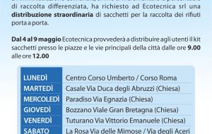 Distribuzione straordinaria di sacchetti per la raccolta porta a porta: aggiunte nuove date