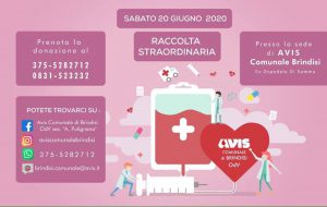 Avis: il 20 Giugno raccolta di sangue presso l’ex ospedale Di Summa