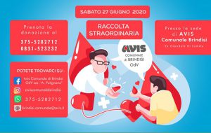Avis: il 27 Giugno raccolta di sangue presso l’ex ospedale Di Summa