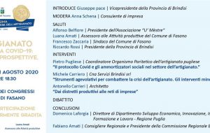 Mostra fasanese dell’Artigianato: la Provincia di Brindisi presente al Convegno su “Artigianato nell’era Covid 19. Realtà e prospettive”