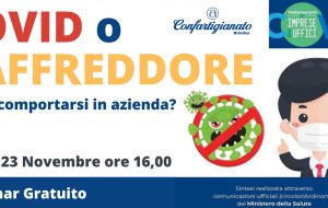 Confartigianato Brindisi: lunedì 23 webinar su “Covid: come comportarsi in azienda?”