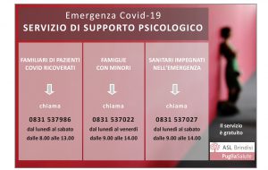 Asl Br: Riparte l’attività di supporto psicologico in emergenza covid