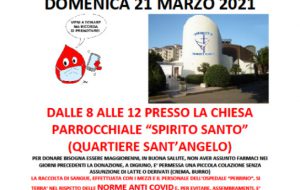 Fratres San Lorenzo, domenica 21 marzo raccolta di sangue presso la  parrocchia Spirito Santo al rione Sant’Angelo