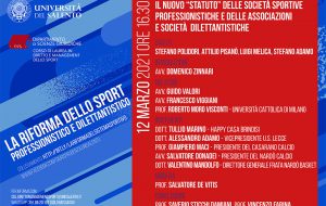 UniSalento: il 12 marzo per ciclo di seminari su “La riforma dello sport dilettantistico e professionistico”