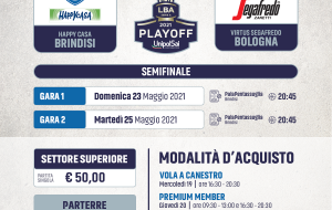 Gara 1 e gara 2 Semifinale Playoffs: 500 posti disponibili al PalaPentassuglia per Brindisi-Bologna