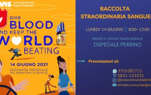 Giornata Mondiale del Donatore di Sangue: Avis presente all’ospedale Perrino