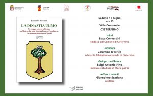 Sabato 17 a Cisternino si presenta il libro “La dinastia Ulmo” della linea editoriale “Leggi la Puglia”