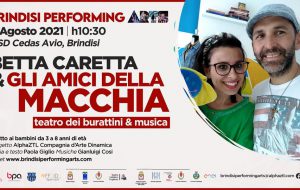 Brindisi Performing Arts Festival: venerdì 6 agosto “Betta Caretta e gli amici della Macchia” alla Cedas Avio di Brindisi
