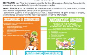 Arrivano i Laboratori Estivi per i bambini del Servizio di Integrazione Scolastica Disabili
