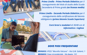 Aperte le iscrizioni ai corsi per adulti organizzati dal C.P.I.A. di Brindisi