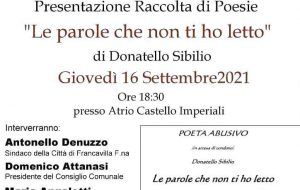 Giovedì 16 a Castello Imperiali incontro con l’autore Donatello Sibilio