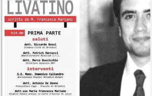Giovedì 16 a Brindisi la rappresentazione teatrale: “Il Giudice Rosario Livatino”