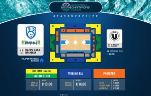 BCL 21/22: in vendita i biglietti per il match Happy Casa Brindisi-Cluj