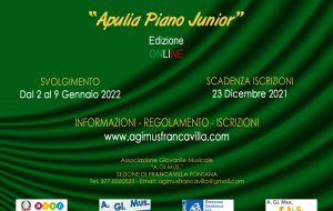 A.Gi.Mus Francavilla Fontana: aperte le iscrizioni per il concorso nazionale pianistico “Apulia Piano Junior”