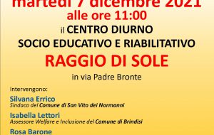 Martedì 7 si inaugura il Centro diurno socio educativo e riabilitativo “Raggio di Sole”