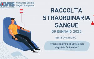 Avis: domenica 9 raccolta straordinaria presso il Centro Trasfusionale dell’ospedale Perrino