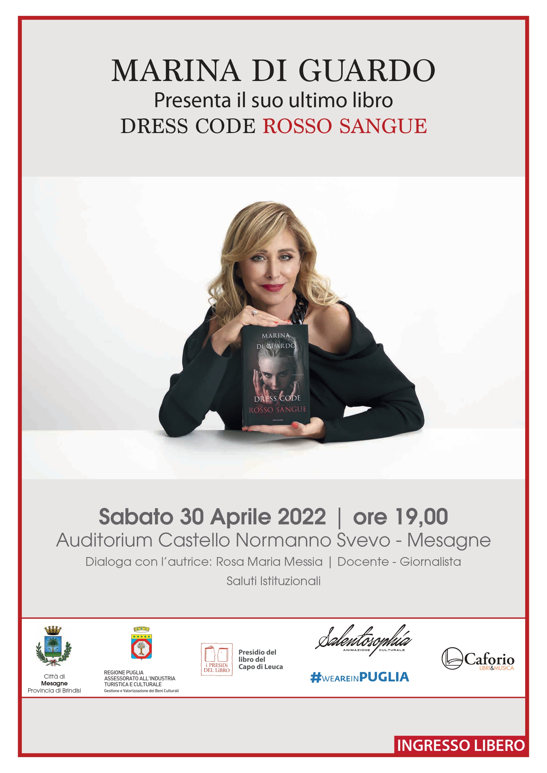 La scrittrice Marina Di Guardo presenta a Mesagne il romanzo thriller  “Dress Code – Rosso Sangue”