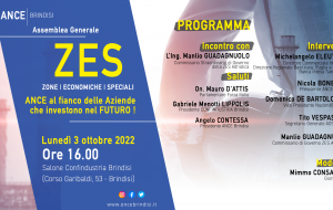Lunedì 3 a Brindisi convegno dell’Ance sul tema “Zes, Ance al fianco delle aziende che investono nel futuro”
