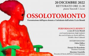 L’artista cegliese Uccio Biondi dona ad UniSalento l’opera “Ossolotomonto”. La presentazione in diretta social