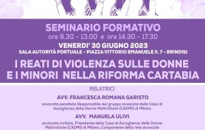 Arpal Puglia: venerdì 30 a Brindisi seminario formativo “I reati di violenza sulle donne e i minori nella Riforma Cartabia”
